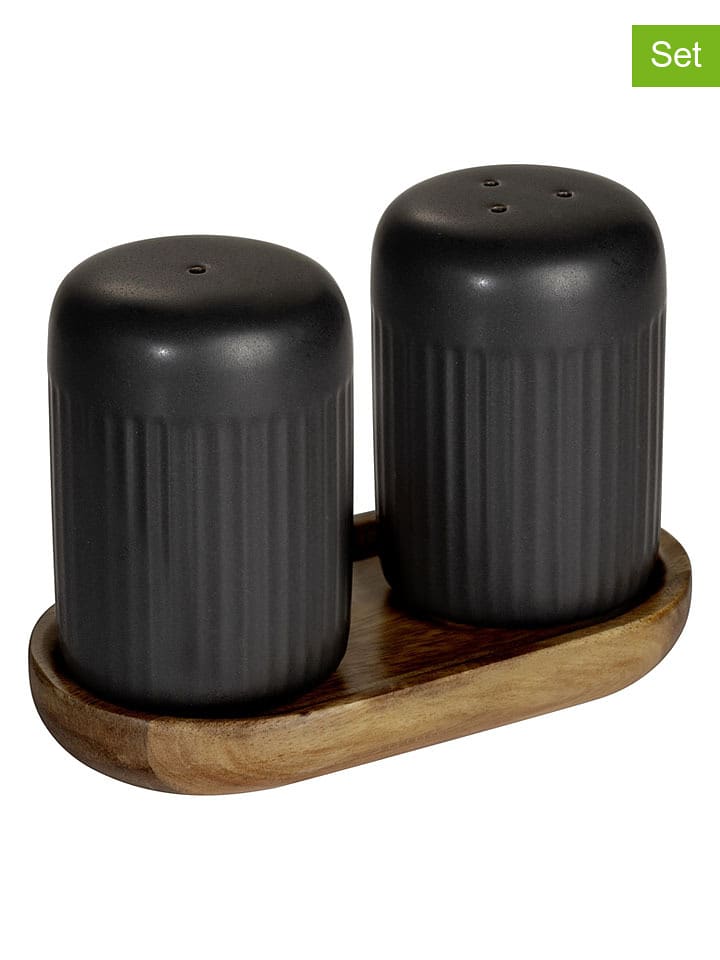 Schöner Wohnen Kollektion 3tlg. Set: Salz- & Pfefferstreuer "Refia" in Schwarz/ Braun - 13% | Gedeckter-tisch
