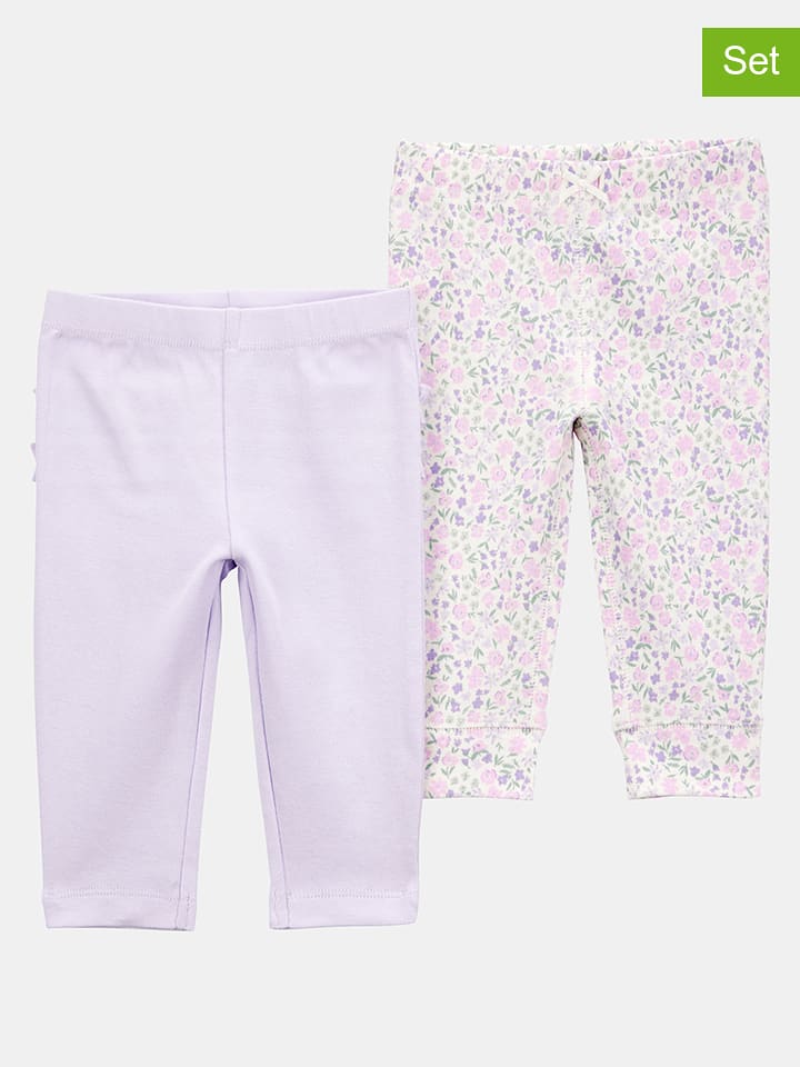carter's 2er-Set: Leggings in Lila/ Creme - 40% | Größe 80 | Babyhosen