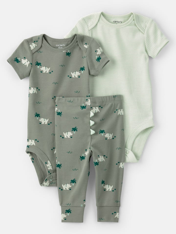 carter's 3tlg. Outfit in Khaki/ Grün - 42% | Größe 86 | Baby-bodys