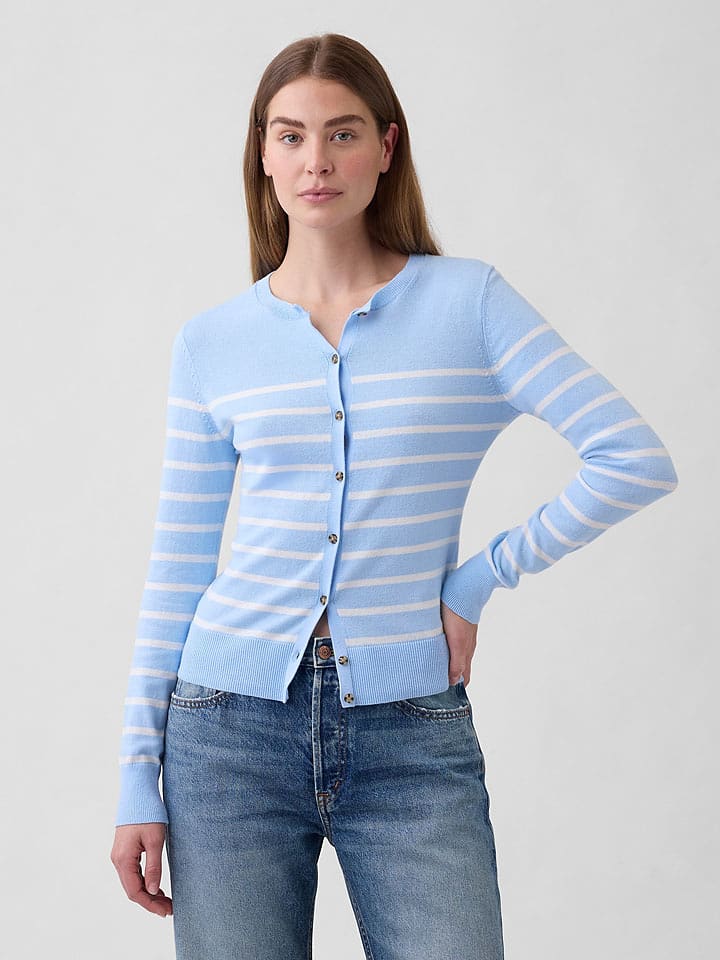 GAP Cardigan in Hellblau/ Weiß - 55% | Größe XL | Damen-pullover-cardigans