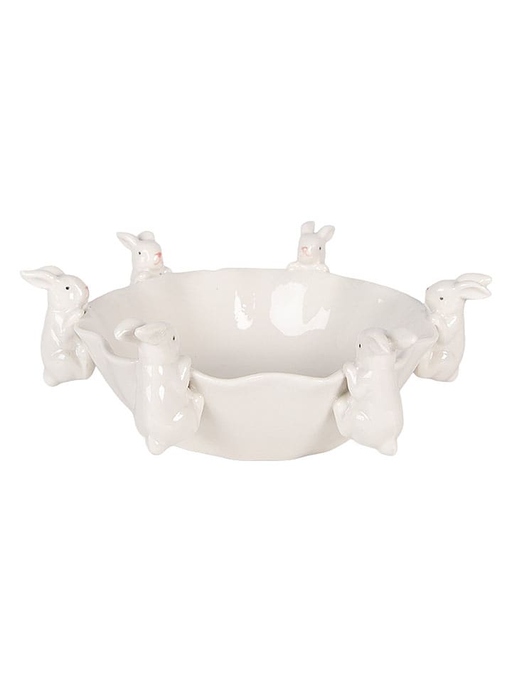 Clayre&Eef Miska dekoracyjna "Bunny" w kolorze białym - wys. 7 x Ø 21 cm rozmiar: onesize