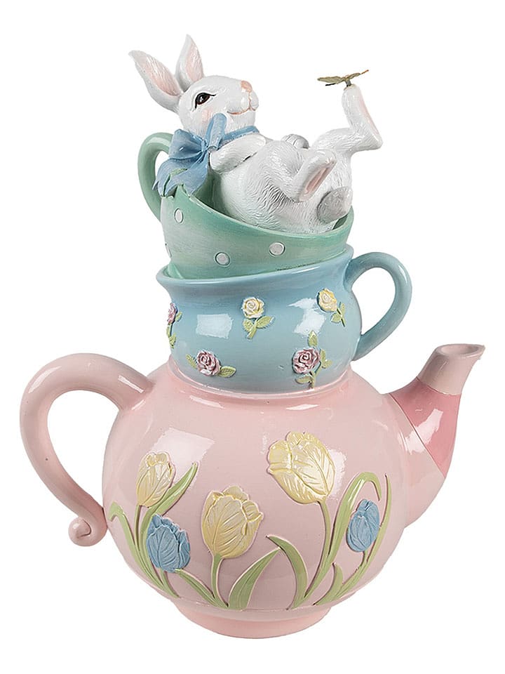 Clayre&Eef Dekofigur ''Kaninchen'' in Rosa/ Hellblau/ Grün - (B)28 x (H)34 x (T)19 cm - 29% | Dekofiguren