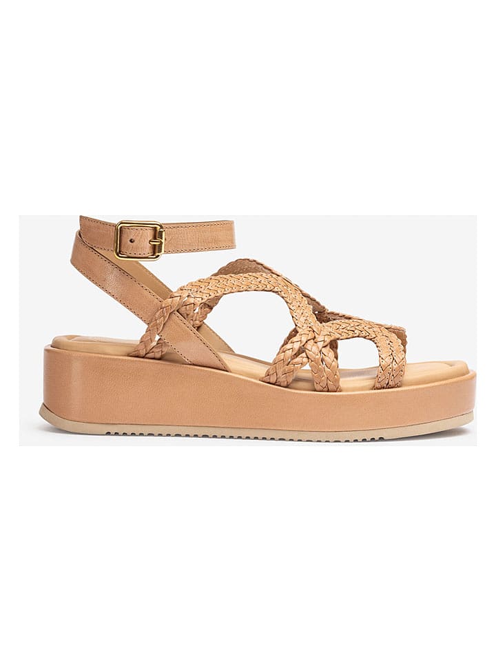 Unisa Leder-Keilsandaletten in Beige - 60% | Größe 38 | Damen-sandalen