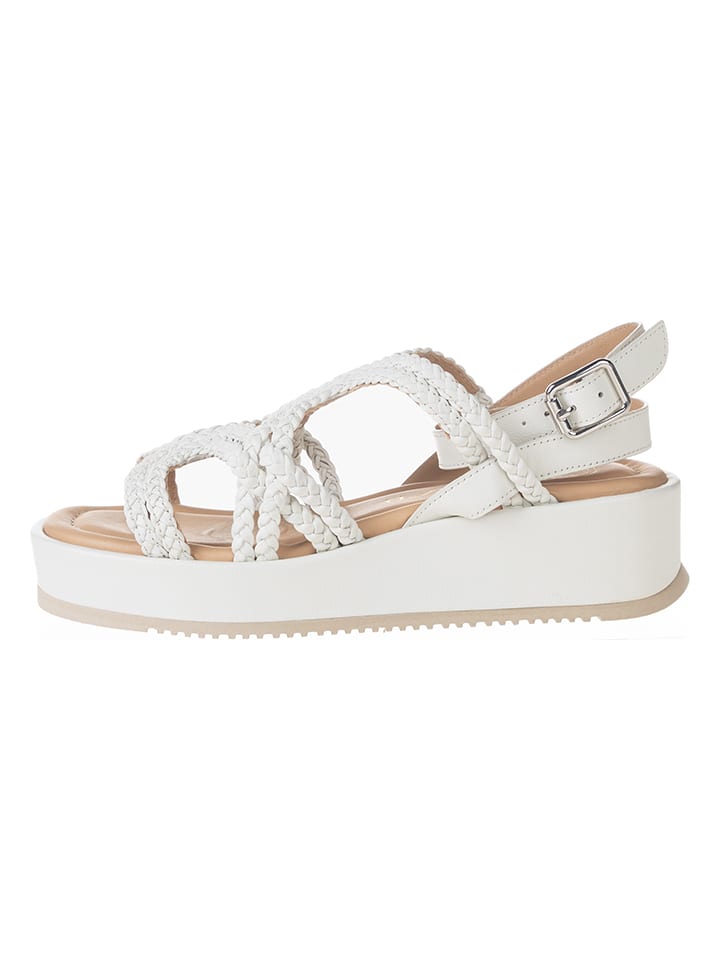 Unisa Leder-Keilsandaletten in Creme - 60% | Größe 41 | Damen-sandalen