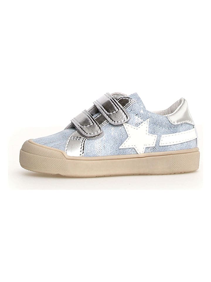 Naturino Leder-Sneakers "Singery" in Hellblau/ Silber - 53% | Größe 27 | Babysneakers