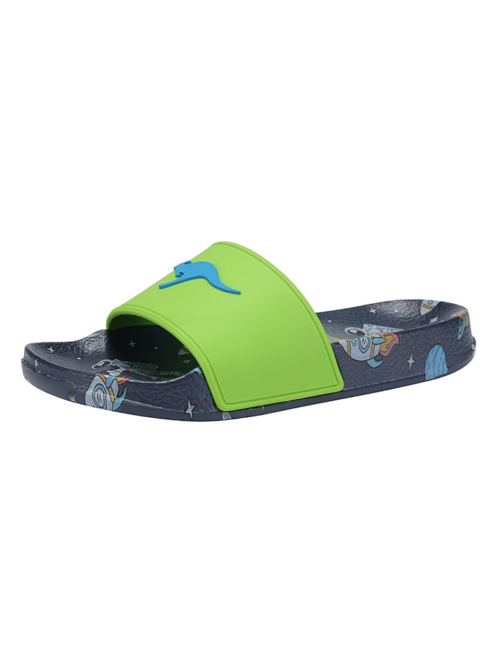 Kangaroos Pantoletten "K-Slide" in Dunkelblau/ Grün - 51% | Größe 29 | Clogs-pantoletten-kinder