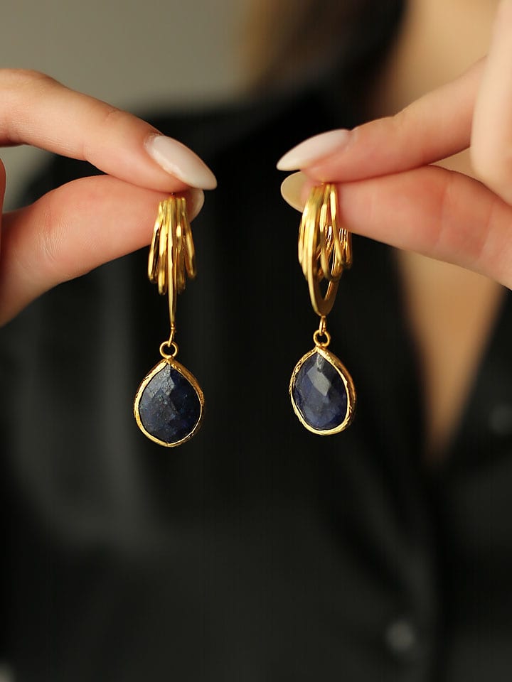 Pierres de Jade Pozłacane kolczyki-wkrętki z lapis lazuli rozmiar: onesize
