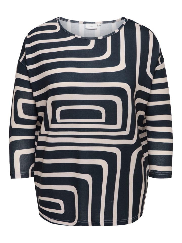 ONLY Carmakoma Bluse in Dunkelblau/ Creme - 32% | Größe XS-40/42 | Damen-blusen