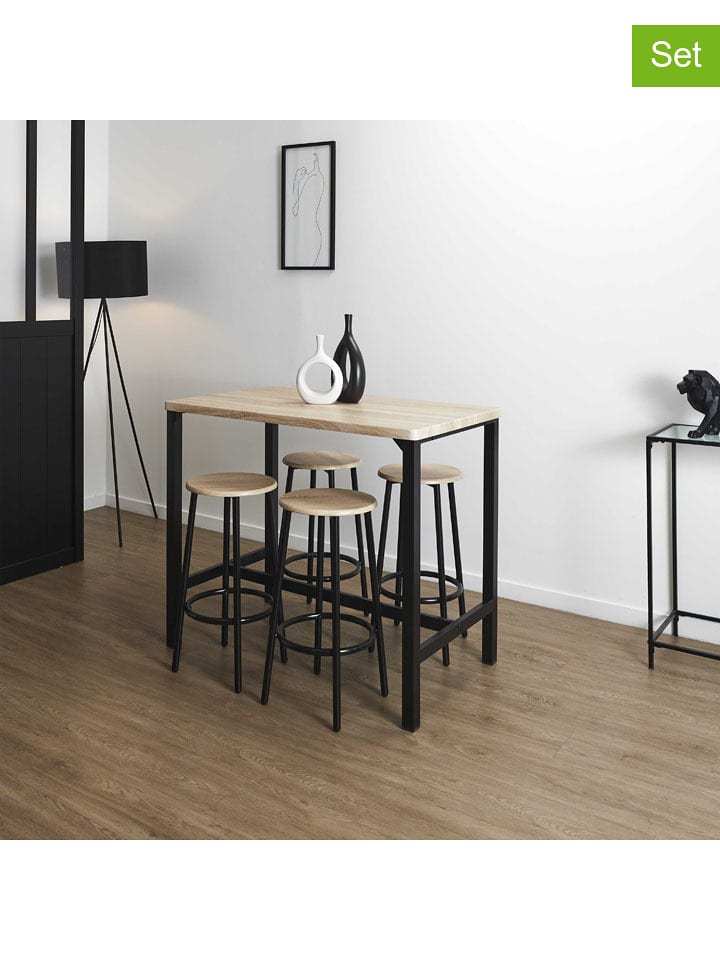 THE HOME DECO FACTORY 5tlg. Set: Esstisch in Beige/ Schwarz - 55% | Tische