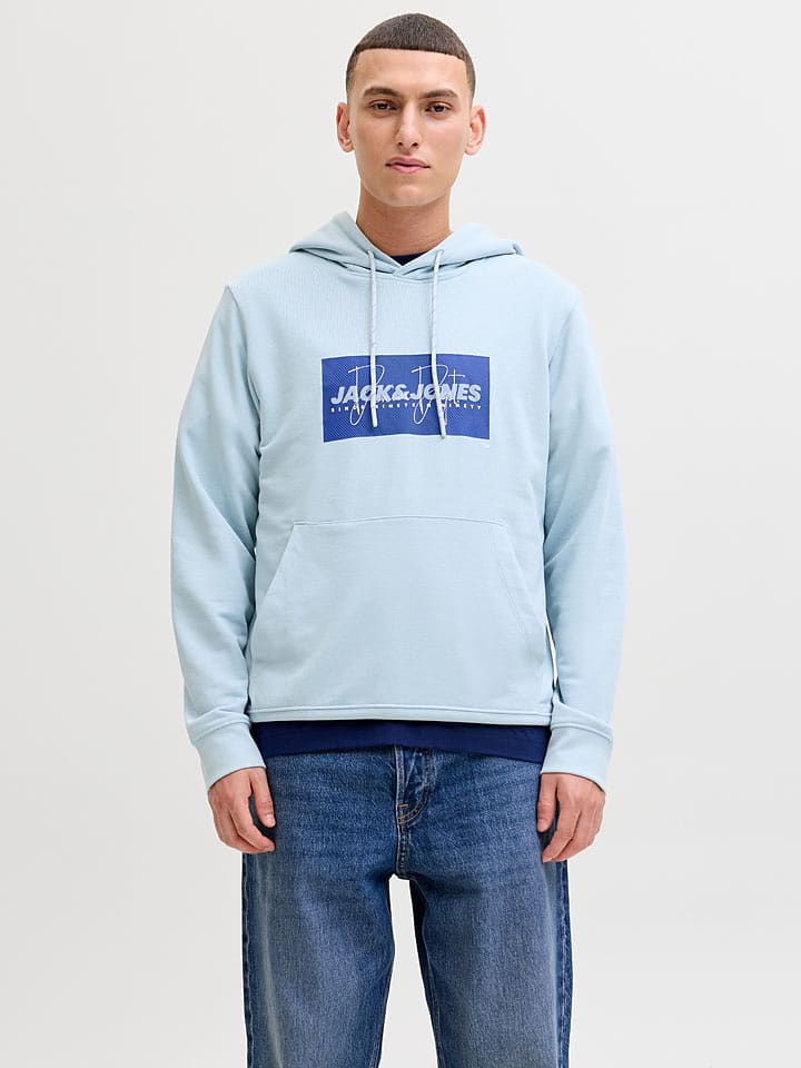 Jack & Jones Hoodie "Cole" in Hellblau - 47% | Größe M | Herren-sweatshirts-jacken