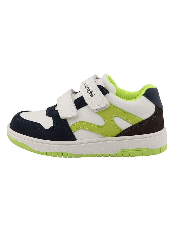 Lurchi Leder-Sneakers "Gerd" in Weiß/ Dunkelblau/ Grün - 72% | Größe 35 | Kindersneakers