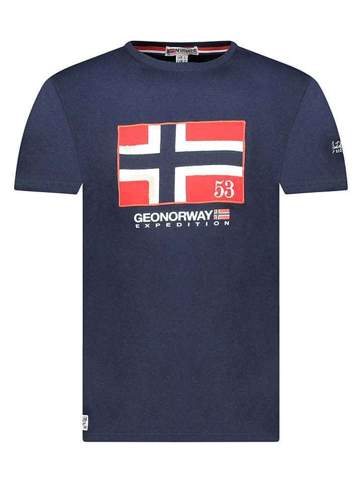 Geographical Norway Shirt "Newflag" in Dunkelblau - 53% | Größe M | Herren-plussize