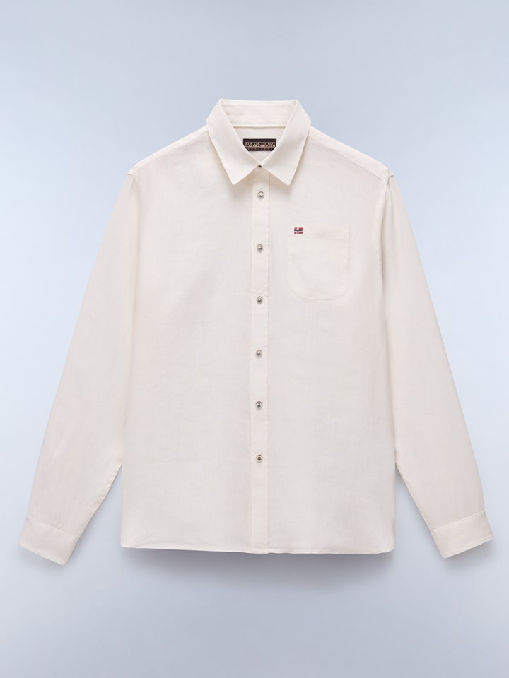 NAPAPIJRY Leinen-Hemd - Regular fit - in Creme - 65% | Größe XL | Herren-plussize