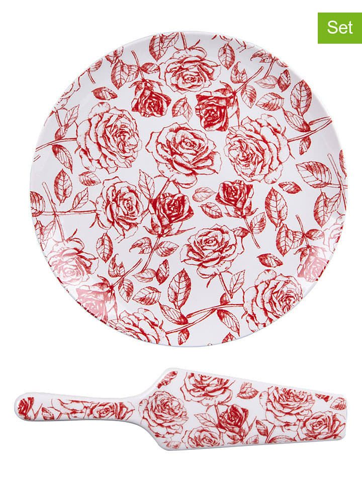 TABLE PASSION 2tlg. Set: Kuchenteller "Louise" in Rot/ Weiß - 28% | Gedeckter-tisch
