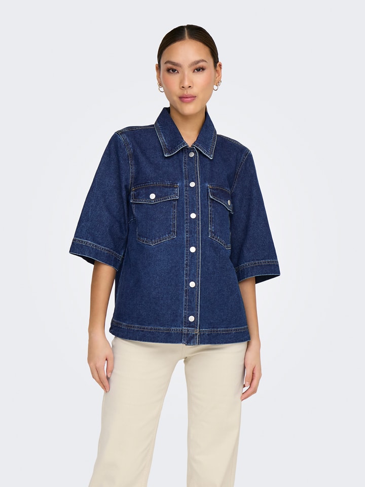 ONLY Jeanshemd in Dunkelblau - 37% | Größe XL | Damen-blusen