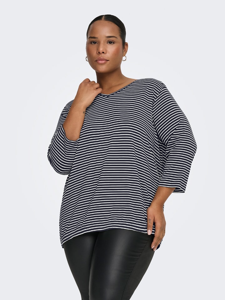 ONLY Longsleeve in Dunkelblau/ Weiß - 45% | Größe XS-40/42 | Damen-tops