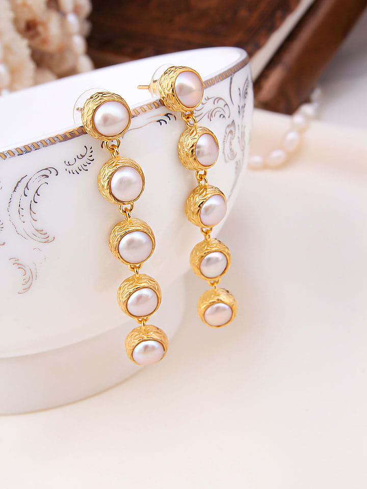 L'Atelier de Gaia Vergold. Ohrstecker mit Perlen - 66% | Schmuck