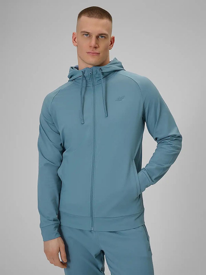 4F Sweatjacke in Hellblau - 54% | Größe XL | Herren-sweatshirts-jacken