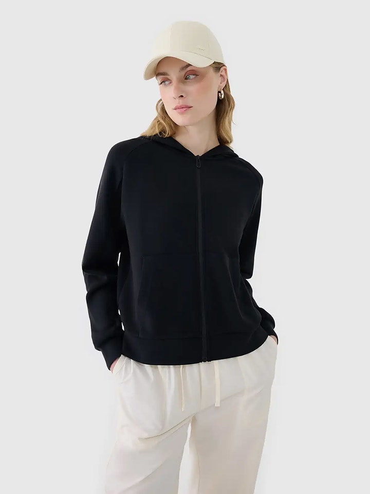 4F Sweatjacke in Schwarz - 48% | Größe L | Damen-sweatshirts-jacken