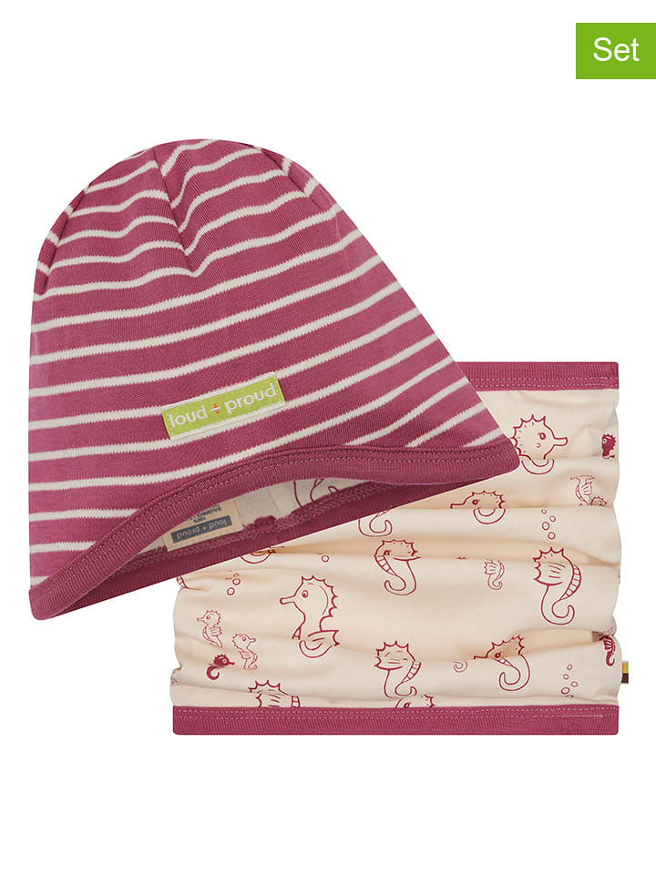 loud + proud 2tlg. Set: Mütze und Loop-Schal in Beige/ Bourdeaux - 26% | Größe 98/104 | Baby-muetzen