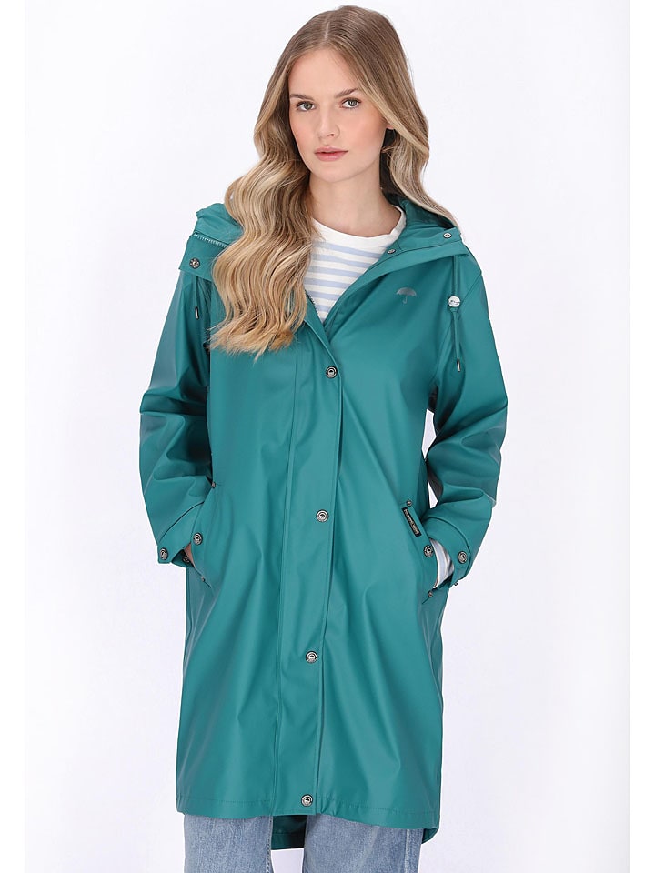 Schmuddelwedda Regenmantel in Türkis - 74% | Größe XS | Damen-outdoorjacken