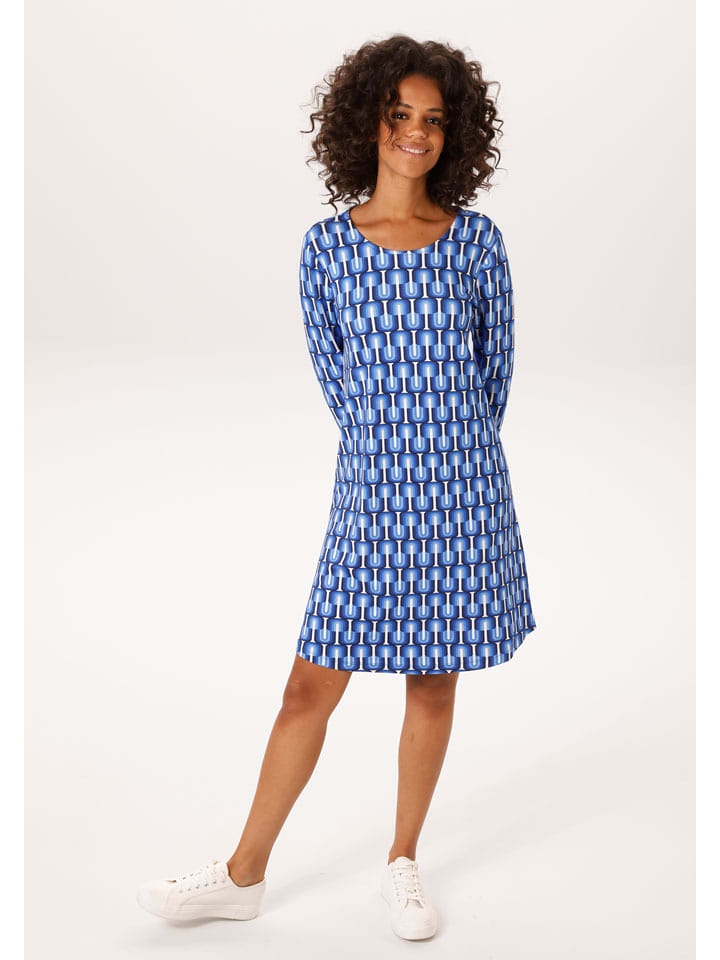 Aniston Kleid in Blau/ Weiß - 34% | Größe 44 | Damen-kleider