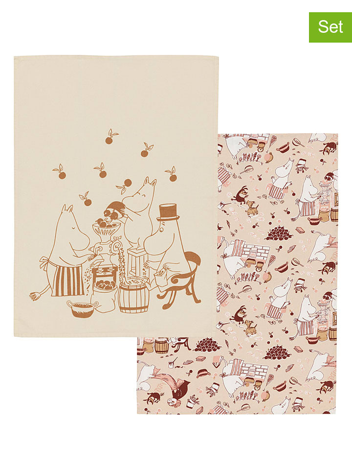Moomin 2er-Set: Geschirrtücher ''Housekeeping'' in Beige/ Hellbraun - (L)70 x (B)50 cm - 14% | Tischwaesche