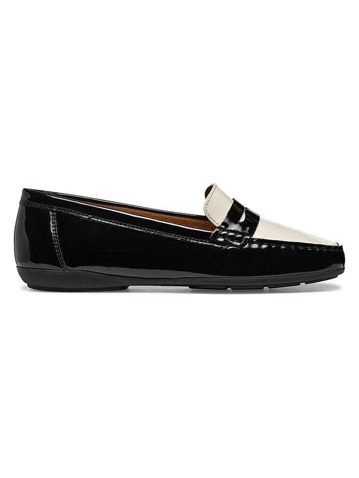 Geox Leder-Slipper "Annytah Moc" in Schwarz/ Weiß - 45% | Größe 39 | Damen-schuhe-halbschuhe