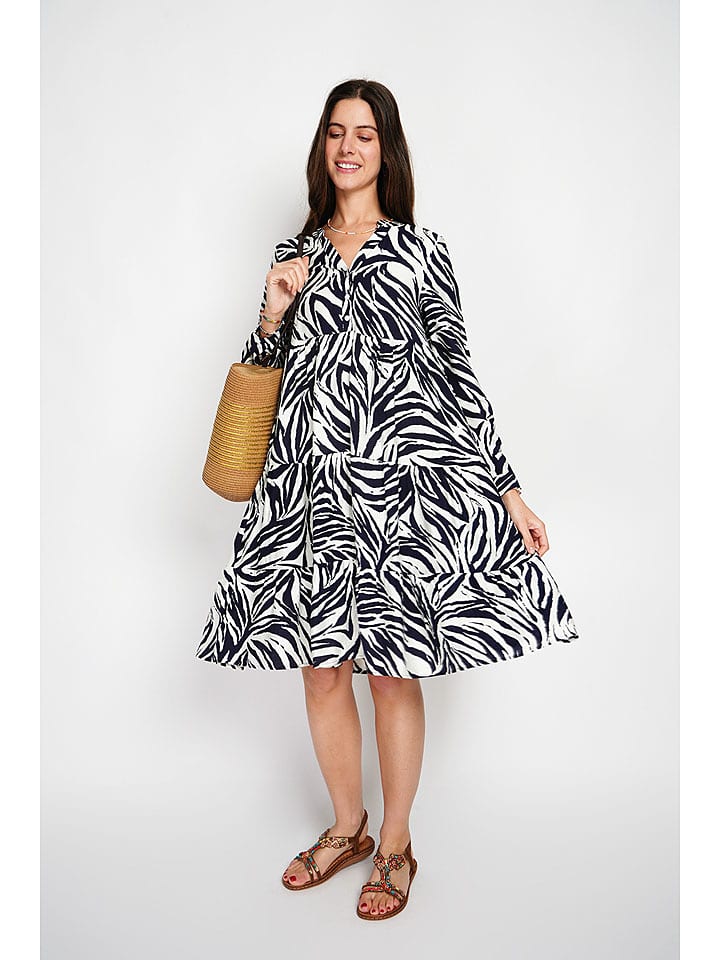 William de Faye Kleid in Dunkelblau/ Weiß - 69% | Größe 42 | Damen-kleider