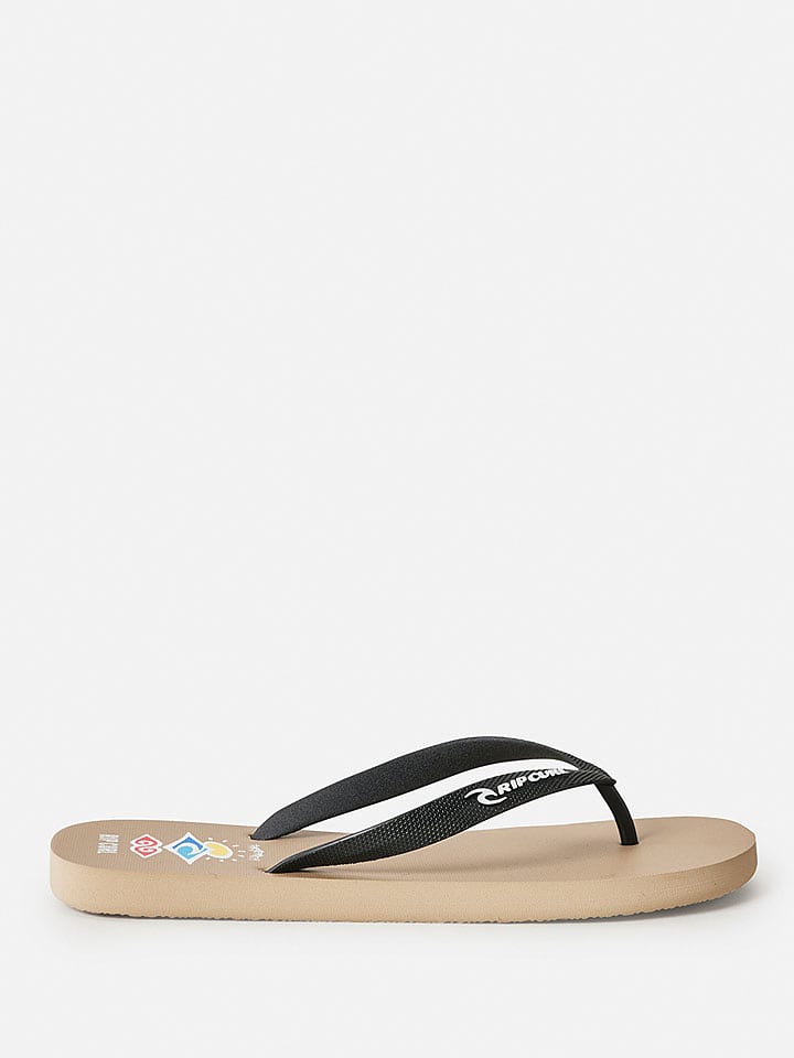 Rip Curl Zehentrenner "Icons of Surf Bloom" in Schwarz/ Beige - 45% | Größe 42 | Herrensandalen