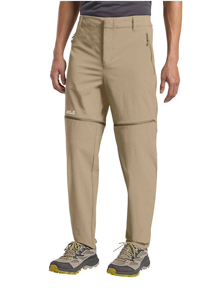 Jack Wolfskin Zipp-Off-Wanderhose "Hikeout" in Beige - 38% | Größe 56 | Herren-outdoorhosen