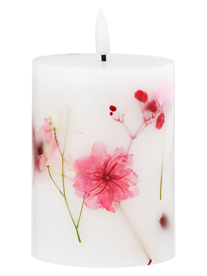 GILDE Świeca LED "Dry Flower" w kolorze jasnoróżowo-białym - wys. 10 x Ø 7,5 cm rozmiar: onesize