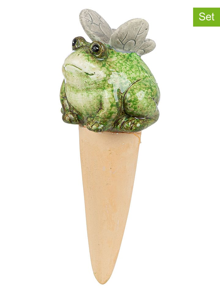 GILDE 2er-Set: Bewässerungsstecker "Flying Frog" in Grün - (B)6,5 x (H)17 x (T)6 cm - 14% | Gartendekoration