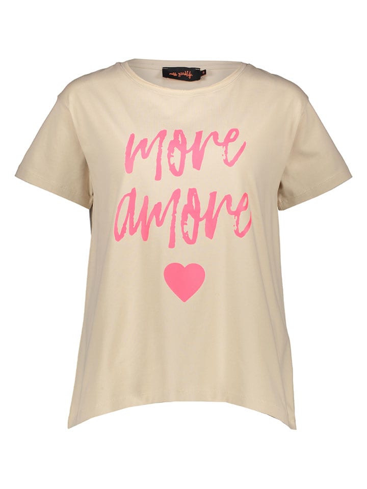 miss goodlife Shirt "More Amore" in Beige/ Rosa - 75% | Größe S | Damen-tops