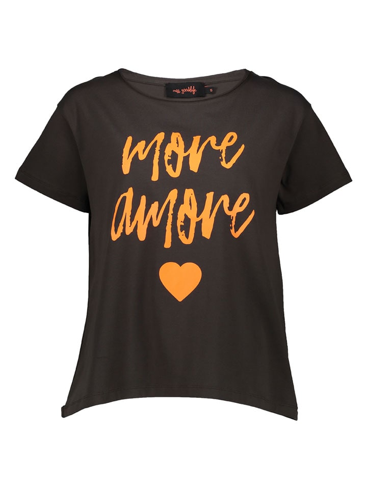 miss goodlife Shirt "More Amore" in Schwarz/ Orange - 77% | Größe XL | Damen-tops