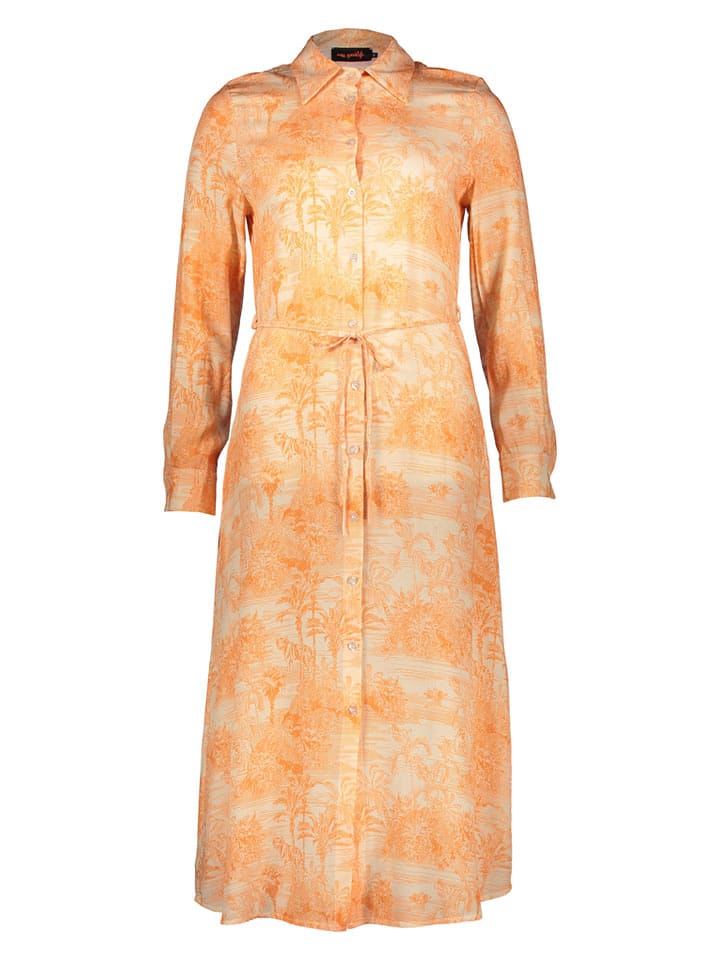 miss goodlife Kleid "Palm Paradise" in Orange/ Creme - 78% | Größe M | Damen-kleider