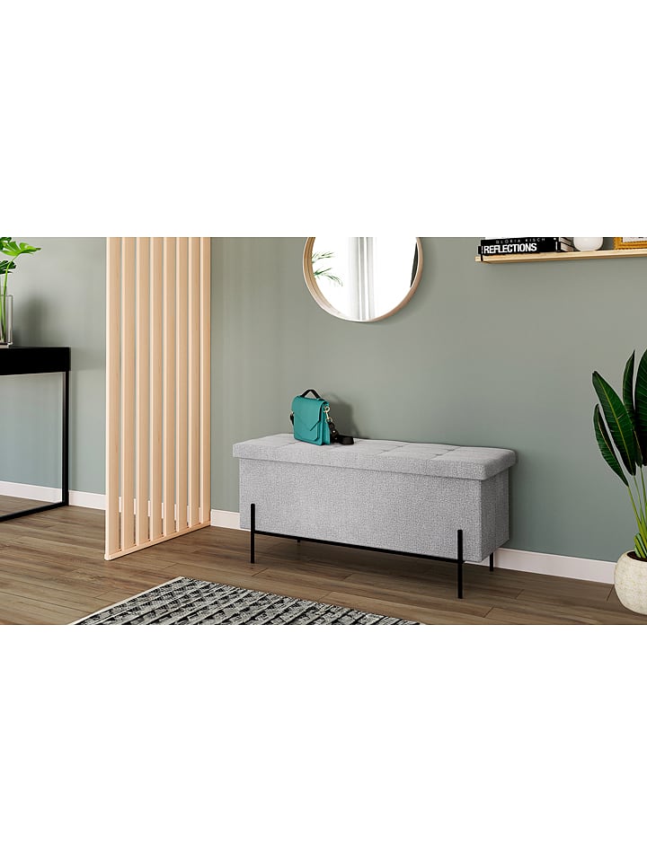 IDOMYA Essentials Aufbewahrungsbank "Loan" in Grau - (B)100 x (H)45 x (T)37 cm - 63% | Sitzmoebel