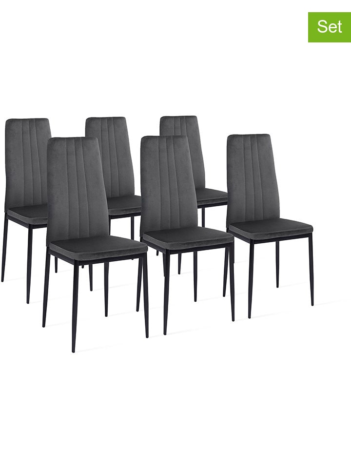 IDOMYA Factory 4er-Set: Stühle "Jade" in Anthrazit/ Schwarz - (B)41,5 x (H)96 x (T)39 cm - 75% | Sitzmoebel