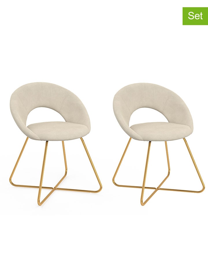 IDOMYA Factory 2er-Set: Esszimmerstühle "Malone" in Creme - (B)60 x (H)79 x (T)50 cm - 69% | Sitzmoebel