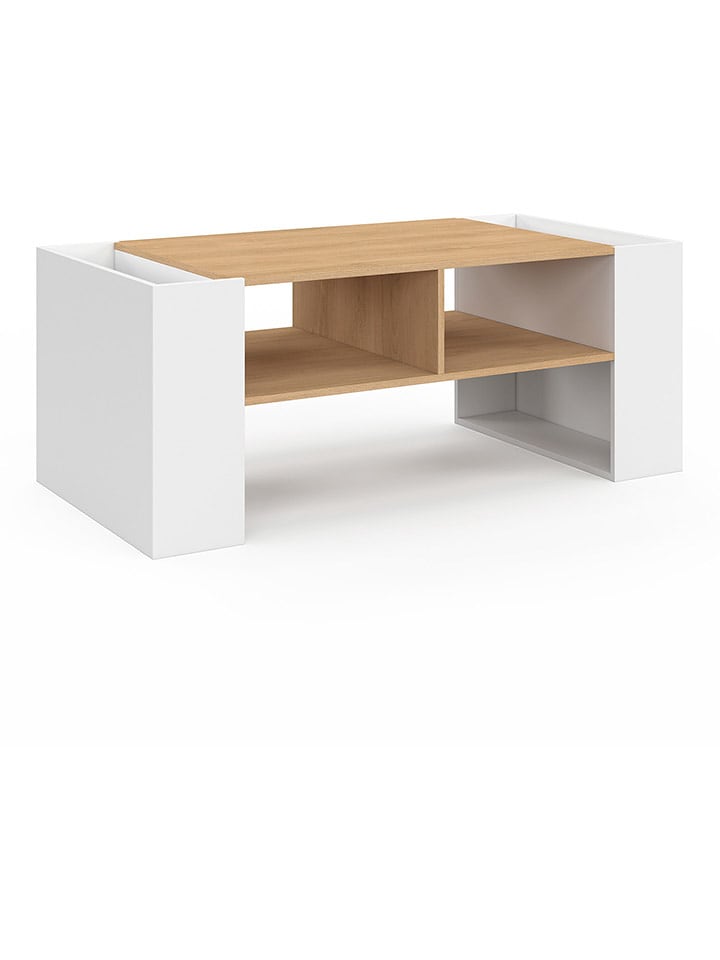 IDOMYA Factory Couchtisch in Weiß/ Hellbraun - (B)100 x (H)40 x (T)50 cm - 71% | Tische