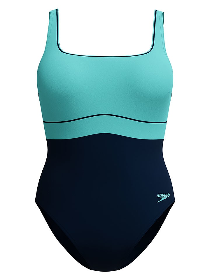 Speedo Shaping-Badeanzug "Eclipse" in Dunkelblau/ Türkis - 49% | Größe 40 | Damen-bademode
