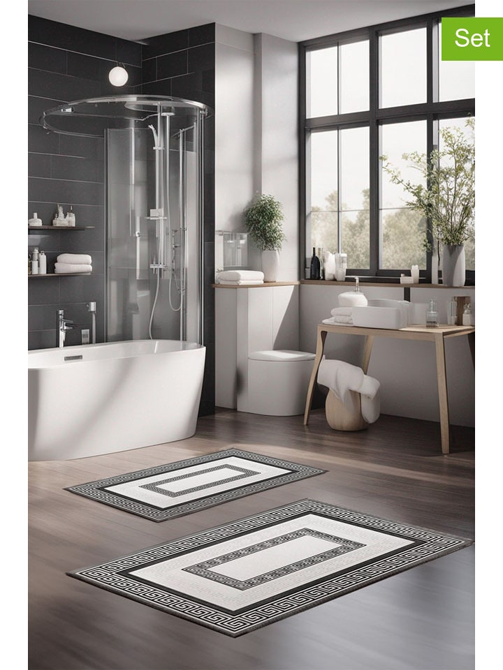 Mijolnir 2er-Set: Badvorleger in Grau/ Weiß - 68% | Heimtextilien-badematten