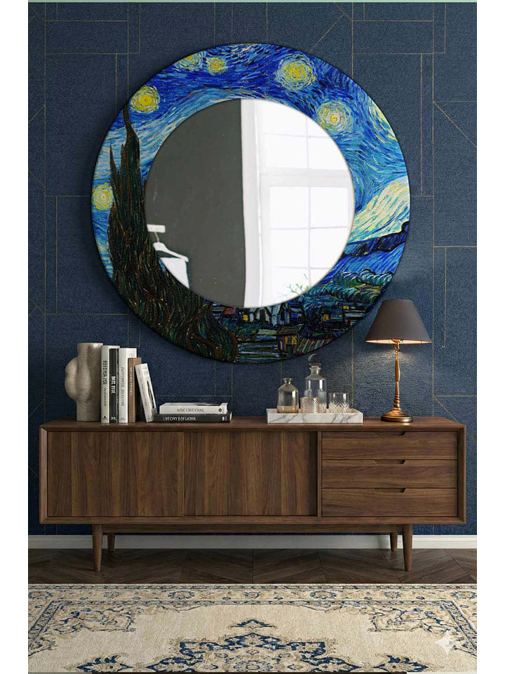 Wallity Spiegel in Blau/ Gelb - Ø 58 cm - 72% | Spiegel