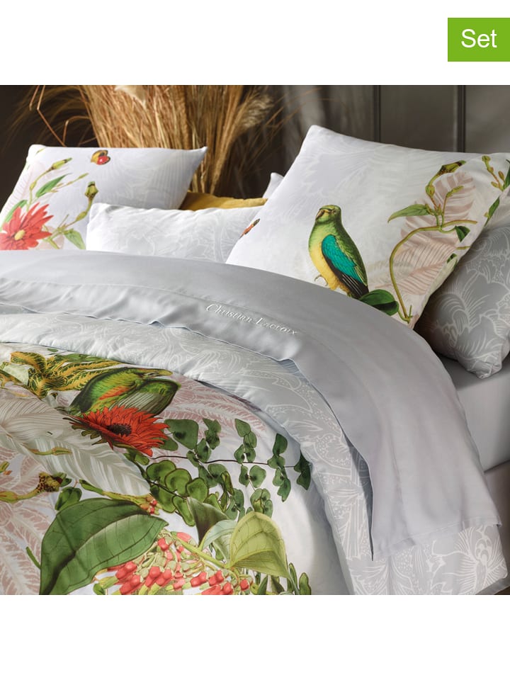 CXL by Christian Lacroix 2er-Set: Satin-Kissenbezüge in Hellgrau/ Grün - 72% | Größe 63x63 cm | Dekokissen