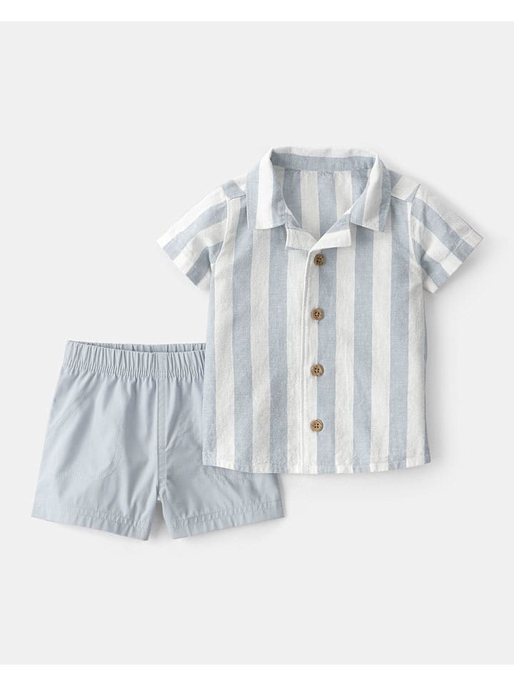 carter's 2tlg. Outfit in Grau/ Weiß - 42% | Größe 86 | Baby-hemden-blusen