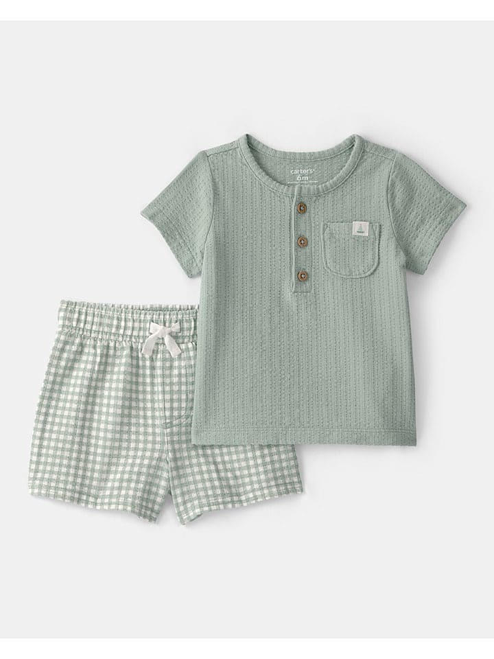 carter's 2tlg. Outfit in Khaki - 38% | Größe 74 | Baby-shirts