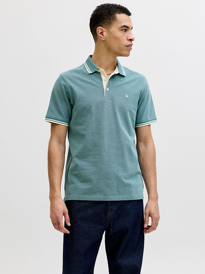 Jack & Jones Poloshirt "Paulos" in Türkis - 36% | Größe S | Herren-plussize