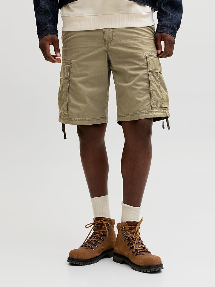 Jack & Jones Cargobermudas "Stole" in Oliv - 37% | Größe XL | Herren-plussize