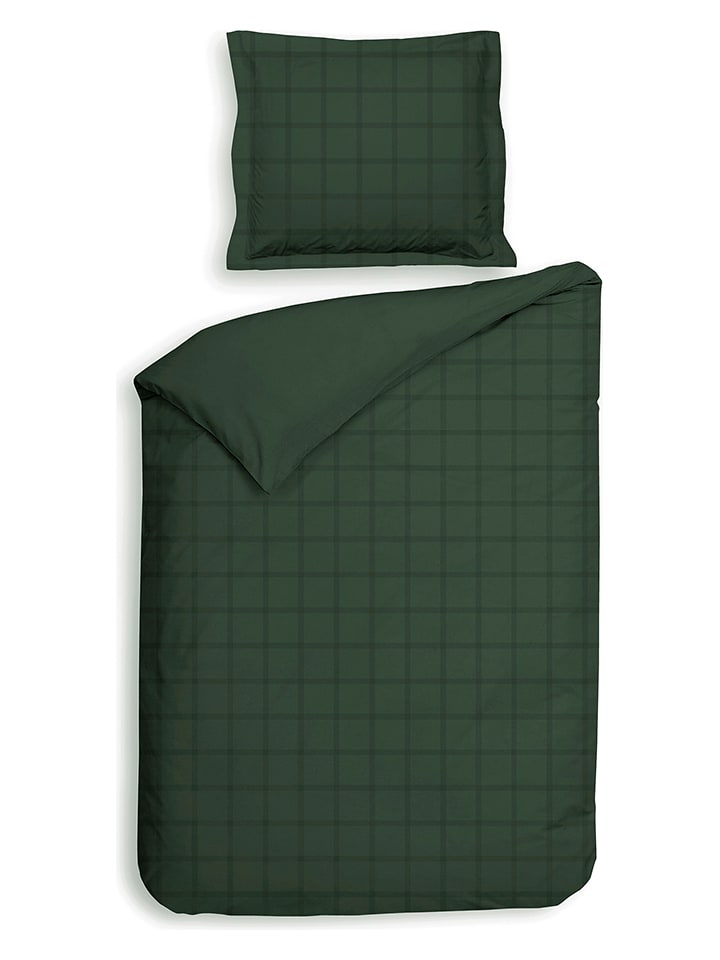 Heckett Lane Satin-Bettwäsche-Set "Diamante" in Grün - 56% | Größe 140x220 cm | Bettwaesche-bettwaren