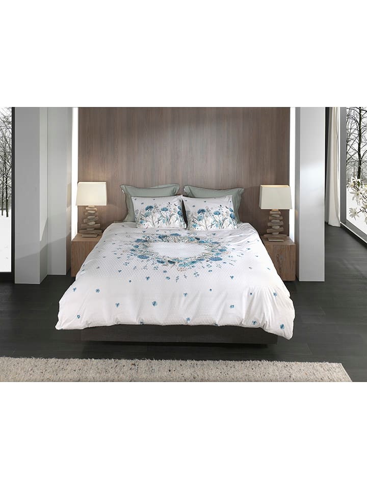 HNL Bettwäsche-Set "Mikaela" in Weiß/ Blau - 75% | Größe 135x200 cm | Bettwaesche-bettwaren